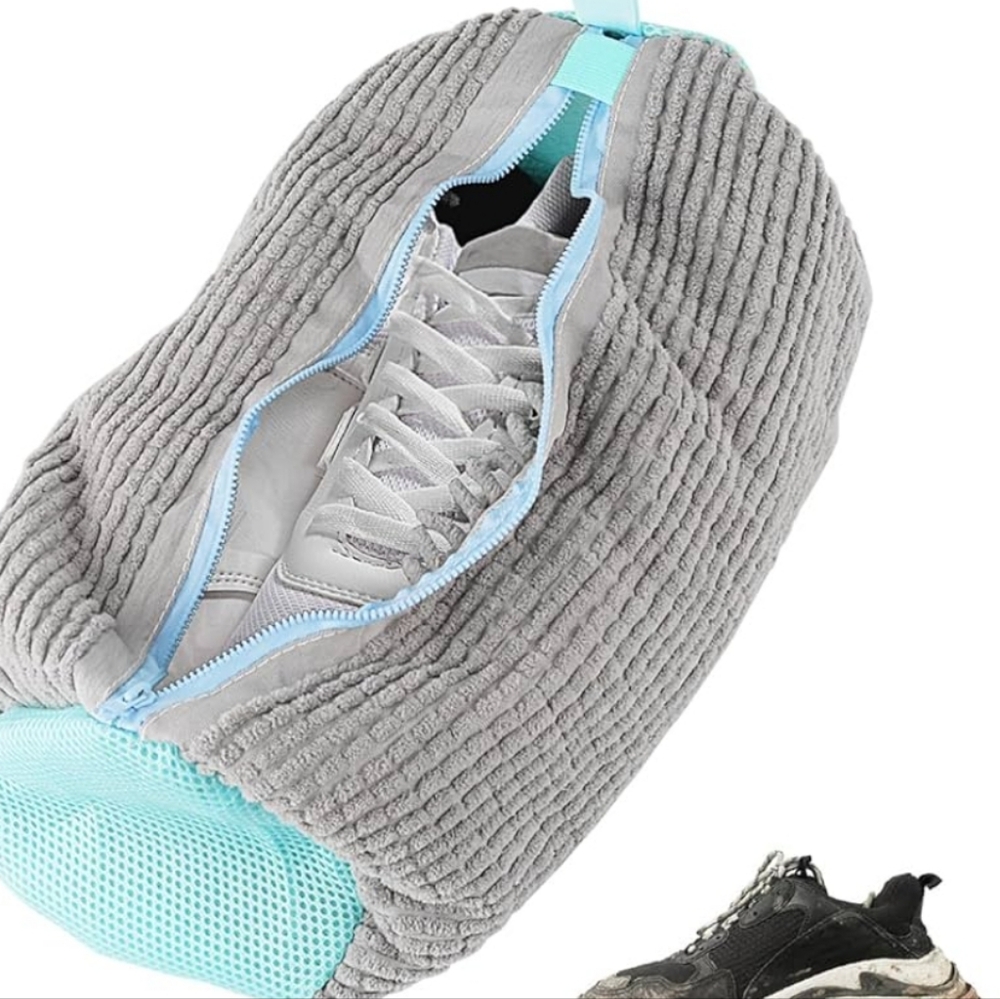 Gray And Teal Shoe Wash Bag